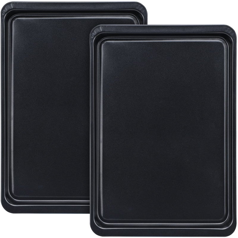 Beasea Baking Sheet 2 Pack, 10x14.6 Inch Cookie Sheet Nonstick Carbon Steel Baking Sheet for Oven Pans Baking Tray Cooking Sheets Black - Image 1